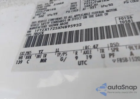 1999 Ford F-150 Work Series/Xl/Xlt из США, поврежденный, VIN 1FTZX1725XNB95932